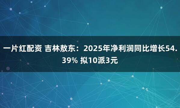 一片红配资 吉林敖东：2025年净利润同比增长54.39% 拟10派3元